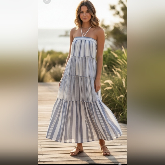 J. Crew Dresses & Skirts - NWOT J CREW Linen Flounced Cover Up Beach Sun Strappy Maxi Dress* White …
